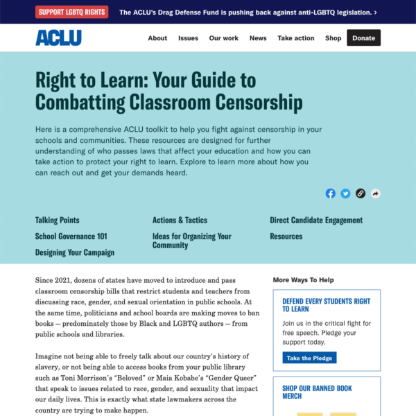 Right to Learn: Your Guide to Combatting Classroom Censorship